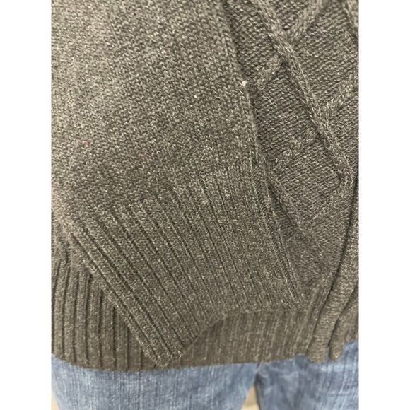 Voboom NWT Gray Full Zip Cable Knit Wool Blend Sweater Size L - Picture 9 of 12